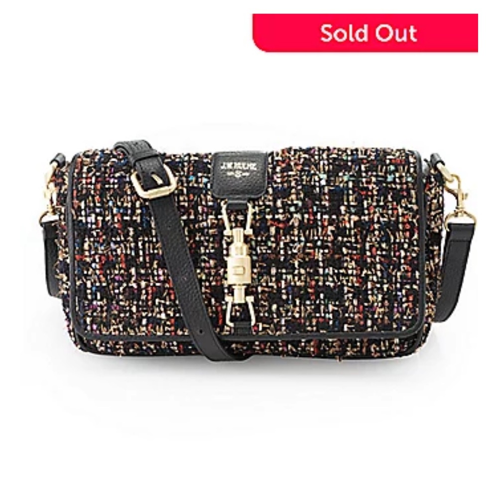 J.W. HULME MAUREEN Tweed and Leather Crossbody Bag